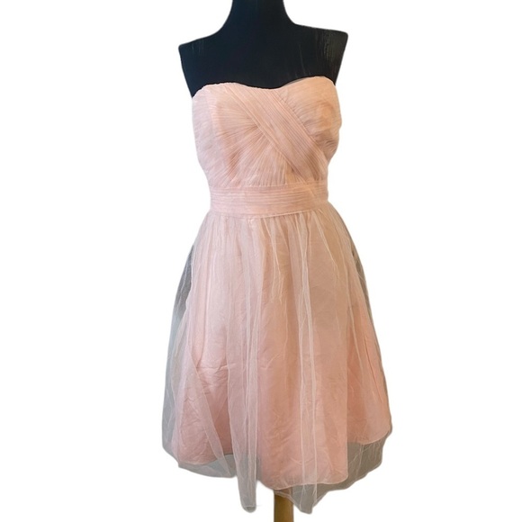 David’s Bridal Light Pink Chiffon Midi Dress Gown - Picture 3 of 16